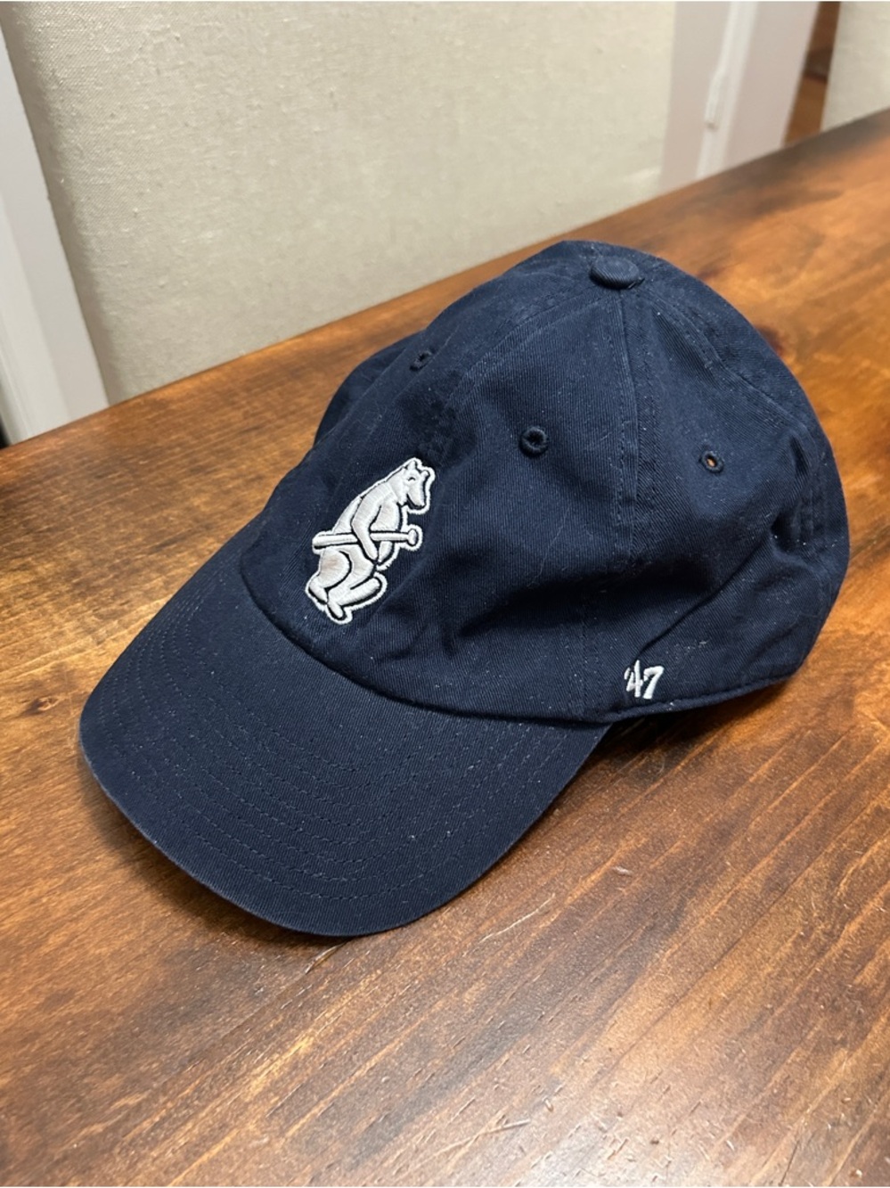 Chicago Cubs '47 Navy Blue hat with cute white bear and baseball bat